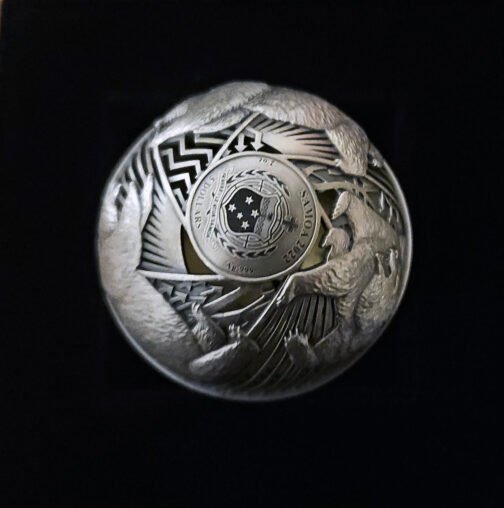2 oz Silver Bull & Bear Opposites Attract Filigree Cut Out Spherical Coin 2022 - Image 14