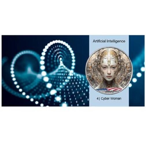 1 oz Silver American Silver Eagle Artificial Intelligence - Cyber Women (4) 2023 Colorized Pure Silver Coin in Capsule and COA - Image 7