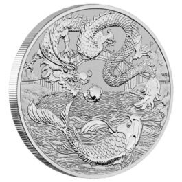 1 oz Silver Australia Chinese Myths & Legends Dragon and Koi 2023 BU