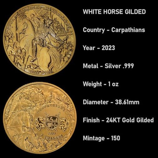 1 oz Silver Four Horsemen of the Apocalypse White Horse Gold Gilt - Image 6