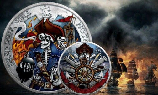1 oz Silver Round Dead Men Tell No Tales Captain Kidd Edition 2023 Color - Image 7