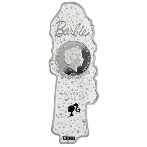1 oz Silver Superstar Barbie 2023 $2 Special Shape Pure Silver Coin - Solomon Island - Pamp Suisse - Image 5