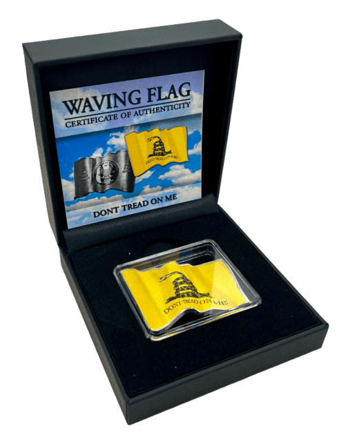 1 oz Silver 3D Waving Flag Don't Tread On Me 2024 Cameroon w Display Box - Image 8