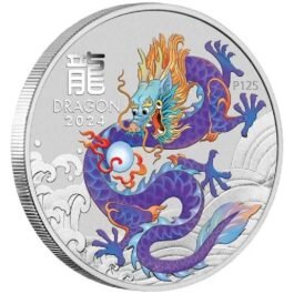 1 oz Silver Australian Lunar Series III Year of the Dragon Coin 2024 – Purple