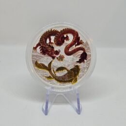1 oz Silver Australia Chinese Myths & Legends Colored Red Dragon and Koi 2023