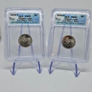 Set of 2005-D and 2005-P United States Ocean View First Day of Issue Nickel Set ICG MS67