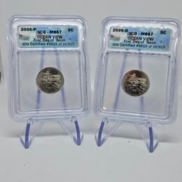Set of 2005-D and 2005-P United States Ocean View First Day of Issue Nickel Set ICG MS67