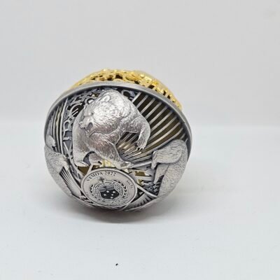 2 oz Silver Bull & Bear Opposites Attract Filigree Cut Out Spherical Coin 2022 - Image 2