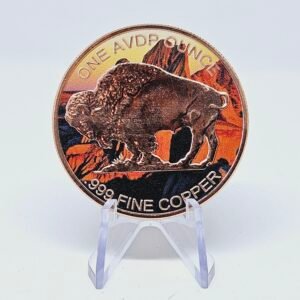 1 oz Copper Reverse Proof Colored Buffalo Round
