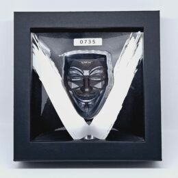 2 oz Pure Silver Guy Fawkes The Rebel Mask 2022 Dark Antique Finish Bar Round with Box and COA