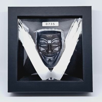 2 oz Pure Silver Guy Fawkes The Rebel Mask 2022 Dark Antique Finish Bar Round with Box and COA - Image 2