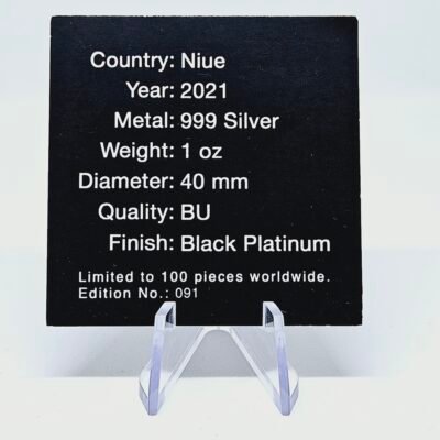 1 oz Silver Niue DC Comics Justice League Superman NIGHT Black Platinum 2021 - Image 4
