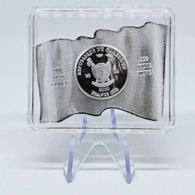 1 oz Silver 3D Waving Flag Don't Tread On Me 2024 Cameroon w Display Box - Image 2