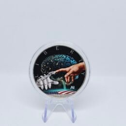 1 oz Silver Human Vs. Machine Ai Connectivity (2) Colored American Silver Eagle Coin in Capsule w/coa
