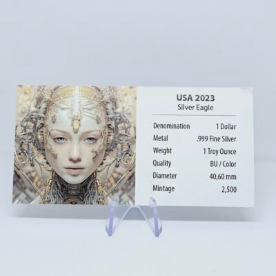 1 oz Silver American Silver Eagle Artificial Intelligence - Cyber Women (4) 2023 Colorized Pure Silver Coin in Capsule and COA - Image 3