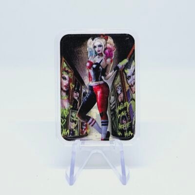 1 oz Silver Harley Quinn & The Joker Colorized Art Bar w COA