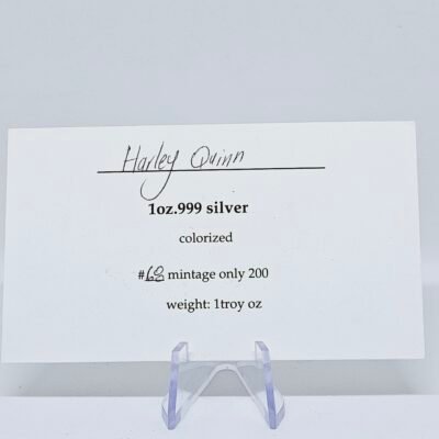 1 oz Silver Harley Quinn & The Joker Colorized Art Bar w COA - Image 3