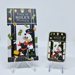 1 oz Silver Scrooge McDuck Rolex "Time is Money" Silver Art Bar w COA Mintage of 500