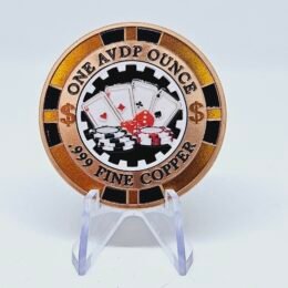 1 oz Copper Color Poker Chip Round