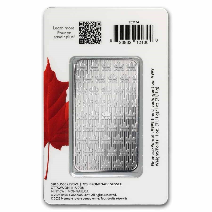 1 oz Royal Canadian Mint RCM Silver Bar .9999 Fine (Proudly Canadian Assay) - Image 2