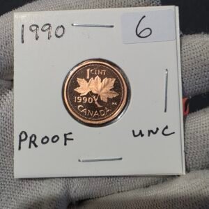 1990 Canada 1-Cent Maple Leaf Penny Proof-Like (PL) Coin