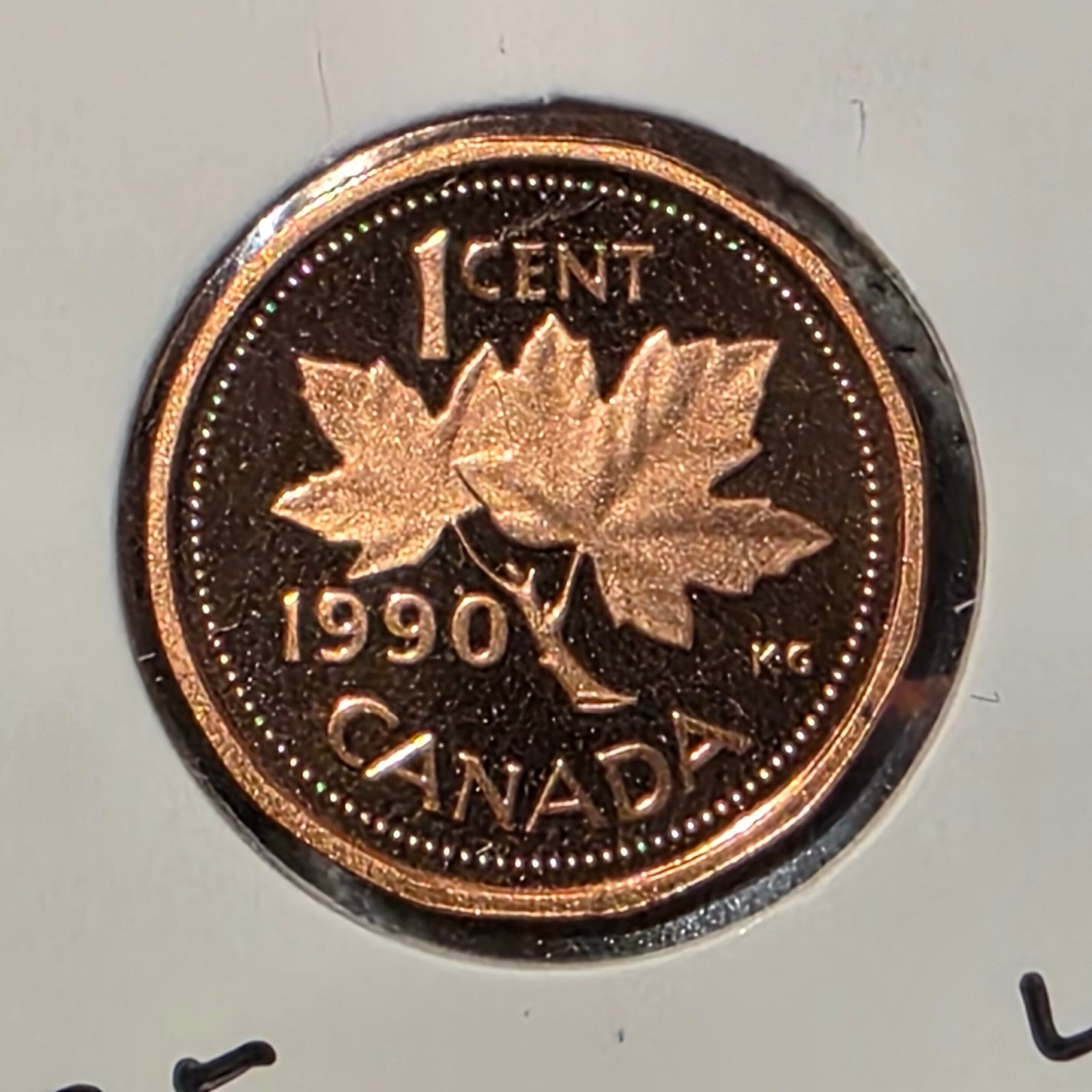 1990 Canada 1-Cent Maple Leaf Penny Proof-Like (PL) Coin - Image 4