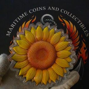 10 oz Copper Sunflower Custom Shaped In Capsule Limited Mintage 2,500