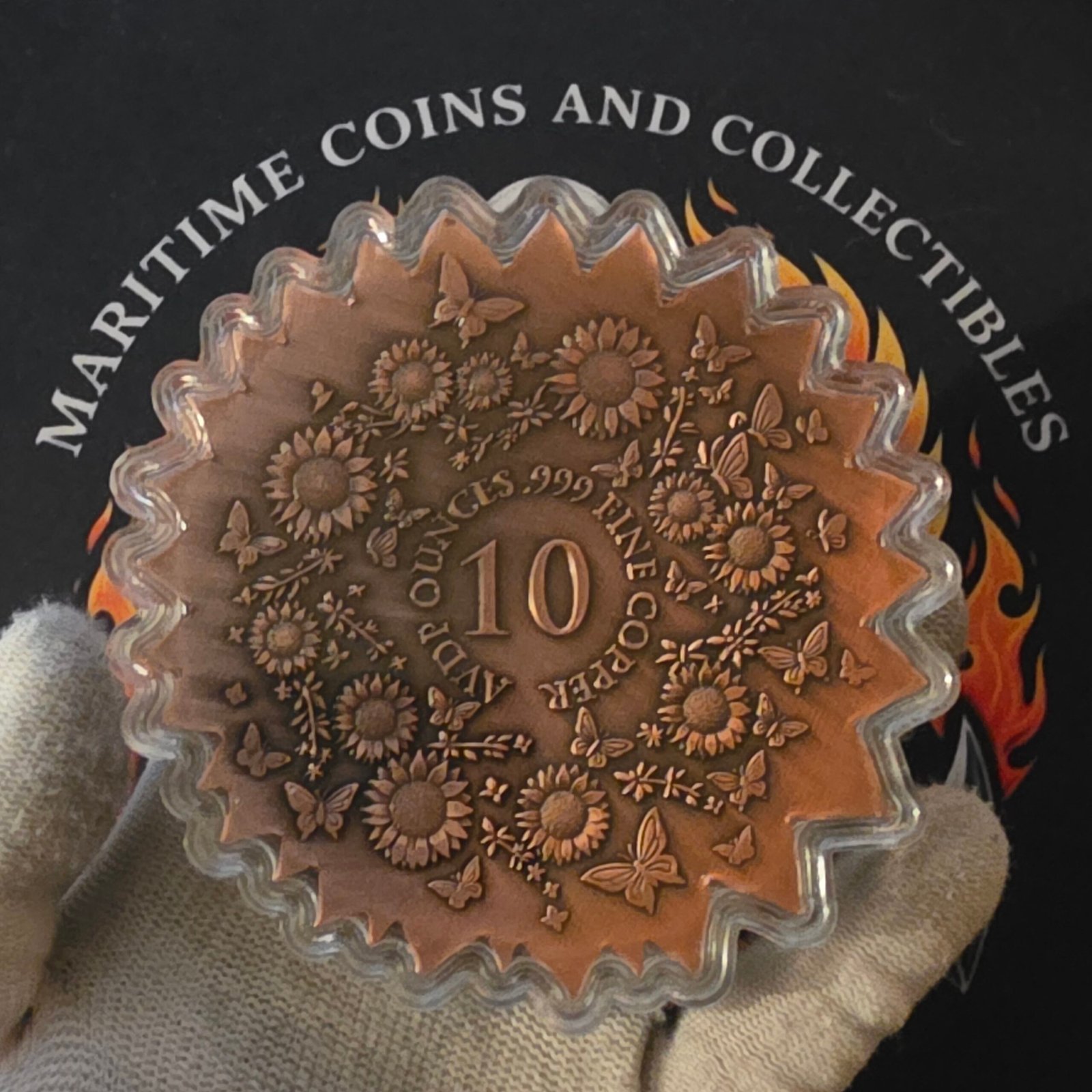 10 oz Copper Sunflower Custom Shaped In Capsule Limited Mintage 2,500 - Image 2